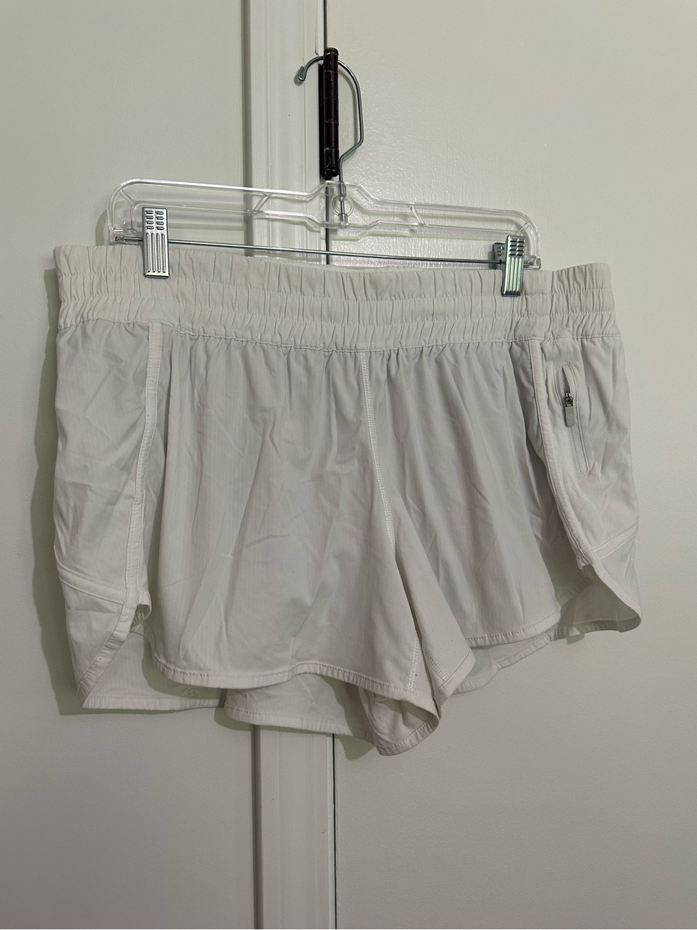 lululemon athletica White Athletic Running Shorts with Zip Pocket